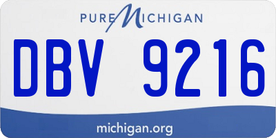 MI license plate DBV9216