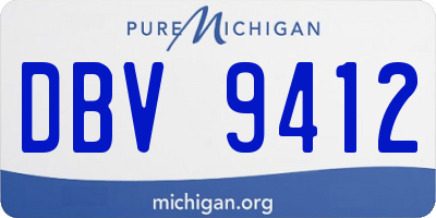 MI license plate DBV9412