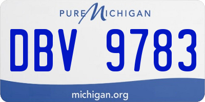 MI license plate DBV9783