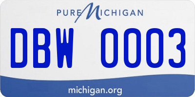 MI license plate DBW0003