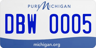 MI license plate DBW0005