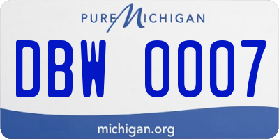 MI license plate DBW0007