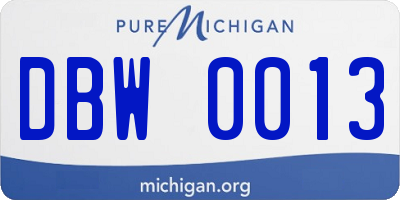 MI license plate DBW0013