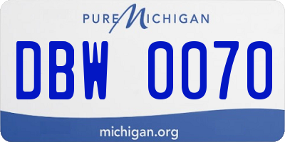 MI license plate DBW0070