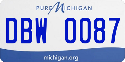 MI license plate DBW0087