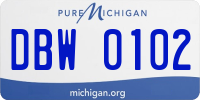 MI license plate DBW0102