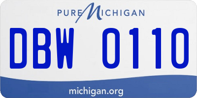 MI license plate DBW0110