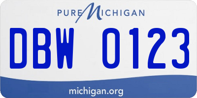 MI license plate DBW0123