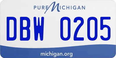 MI license plate DBW0205