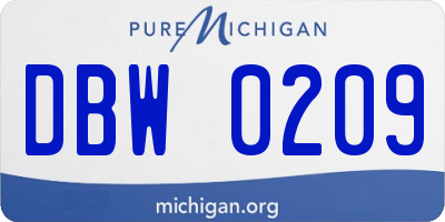 MI license plate DBW0209