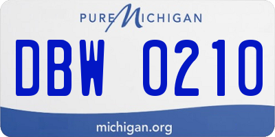 MI license plate DBW0210