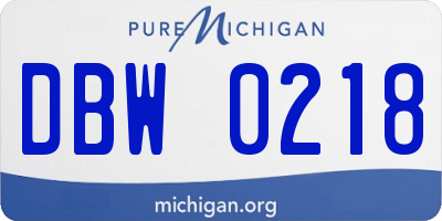 MI license plate DBW0218