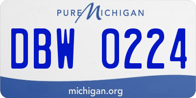 MI license plate DBW0224