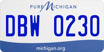 MI license plate DBW0230