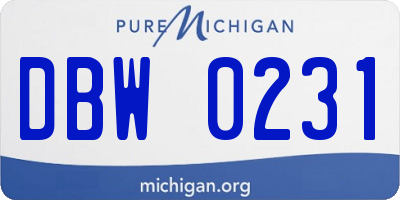 MI license plate DBW0231