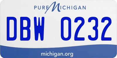 MI license plate DBW0232