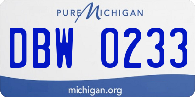 MI license plate DBW0233