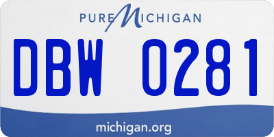 MI license plate DBW0281