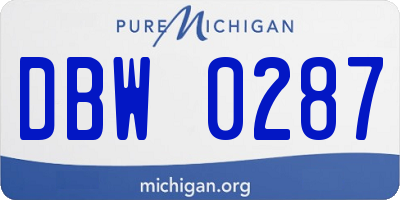 MI license plate DBW0287