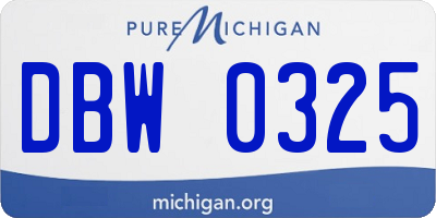 MI license plate DBW0325