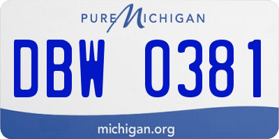 MI license plate DBW0381