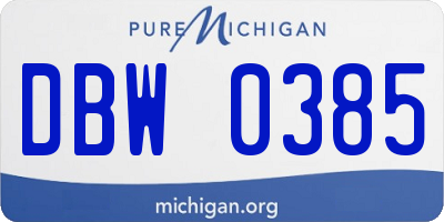 MI license plate DBW0385