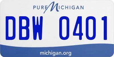 MI license plate DBW0401