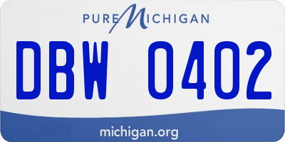 MI license plate DBW0402