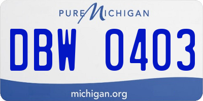 MI license plate DBW0403