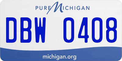 MI license plate DBW0408