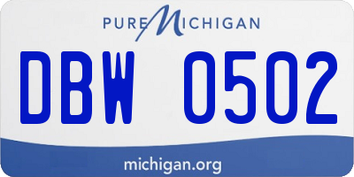 MI license plate DBW0502