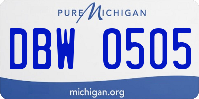 MI license plate DBW0505