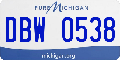 MI license plate DBW0538