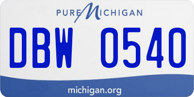 MI license plate DBW0540