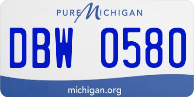 MI license plate DBW0580