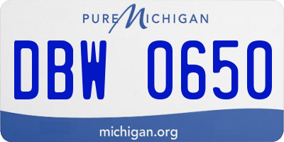 MI license plate DBW0650