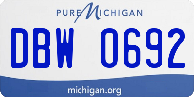 MI license plate DBW0692