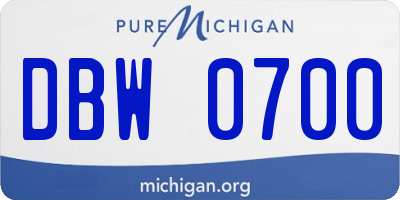 MI license plate DBW0700