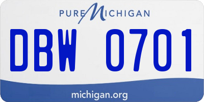 MI license plate DBW0701