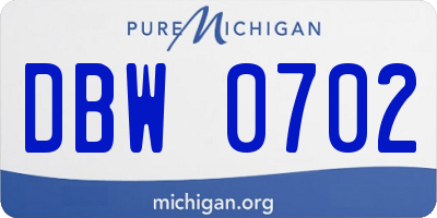 MI license plate DBW0702
