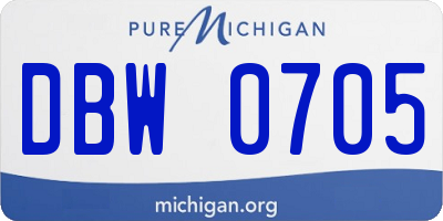 MI license plate DBW0705