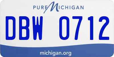 MI license plate DBW0712