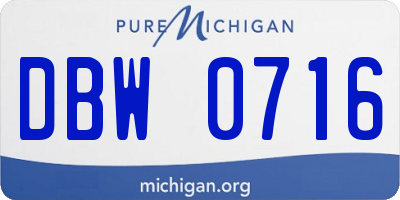 MI license plate DBW0716