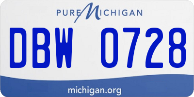 MI license plate DBW0728
