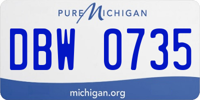 MI license plate DBW0735