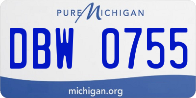 MI license plate DBW0755