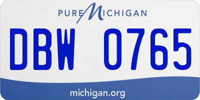 MI license plate DBW0765