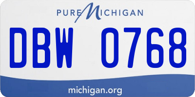 MI license plate DBW0768
