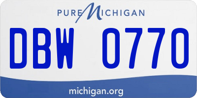 MI license plate DBW0770