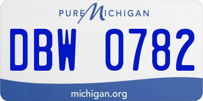 MI license plate DBW0782